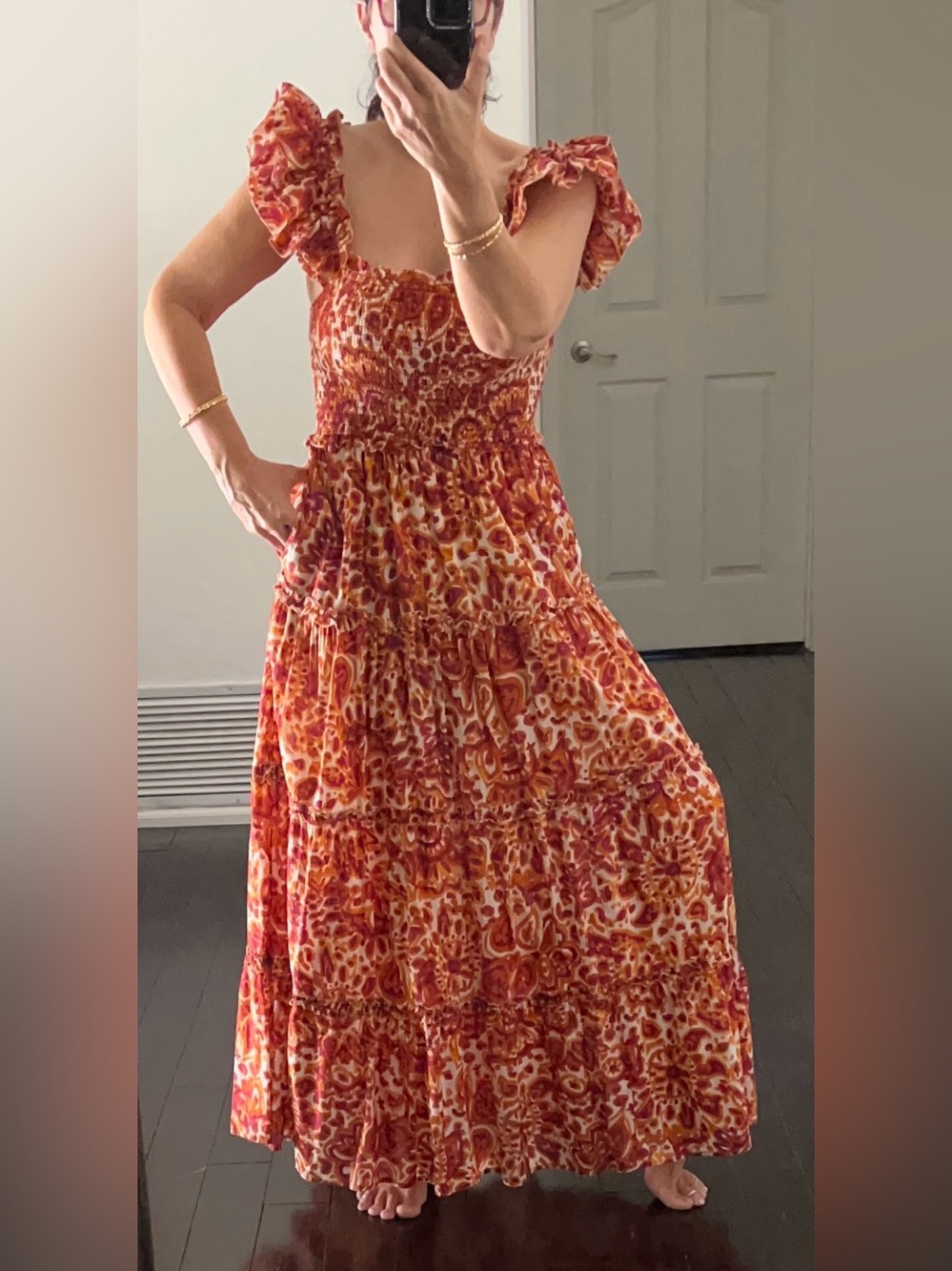 House of Harlow 1960 Red and Orange Print Maxi Dress - Picture 3 of 5